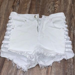 White Cutout Shorts